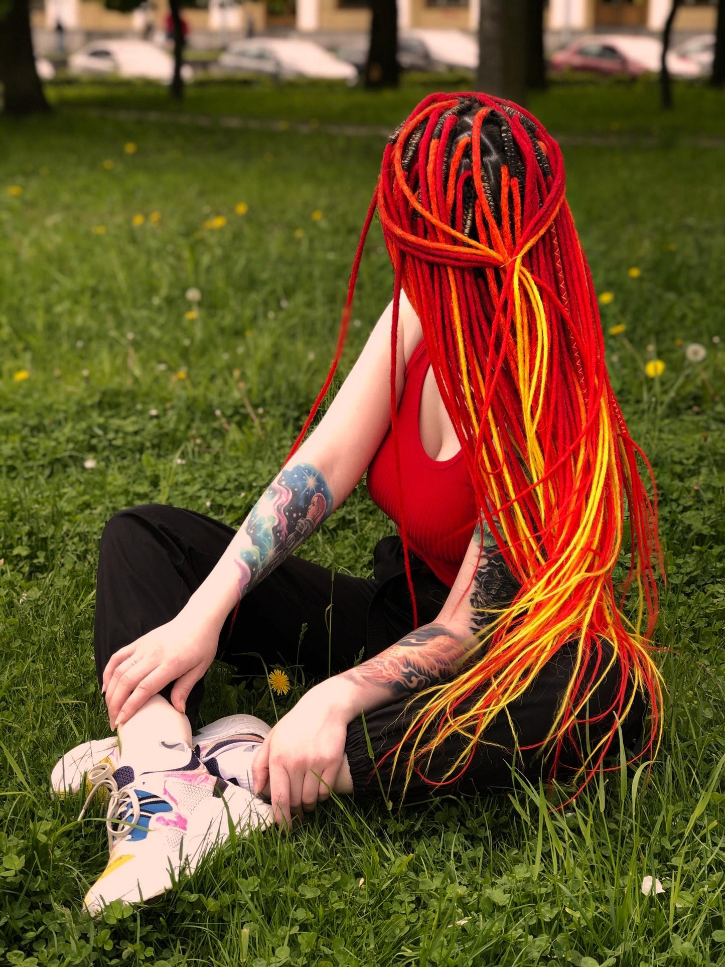 Red Orange Yellow Dreads - Fire Ombre Dreadlocks Set