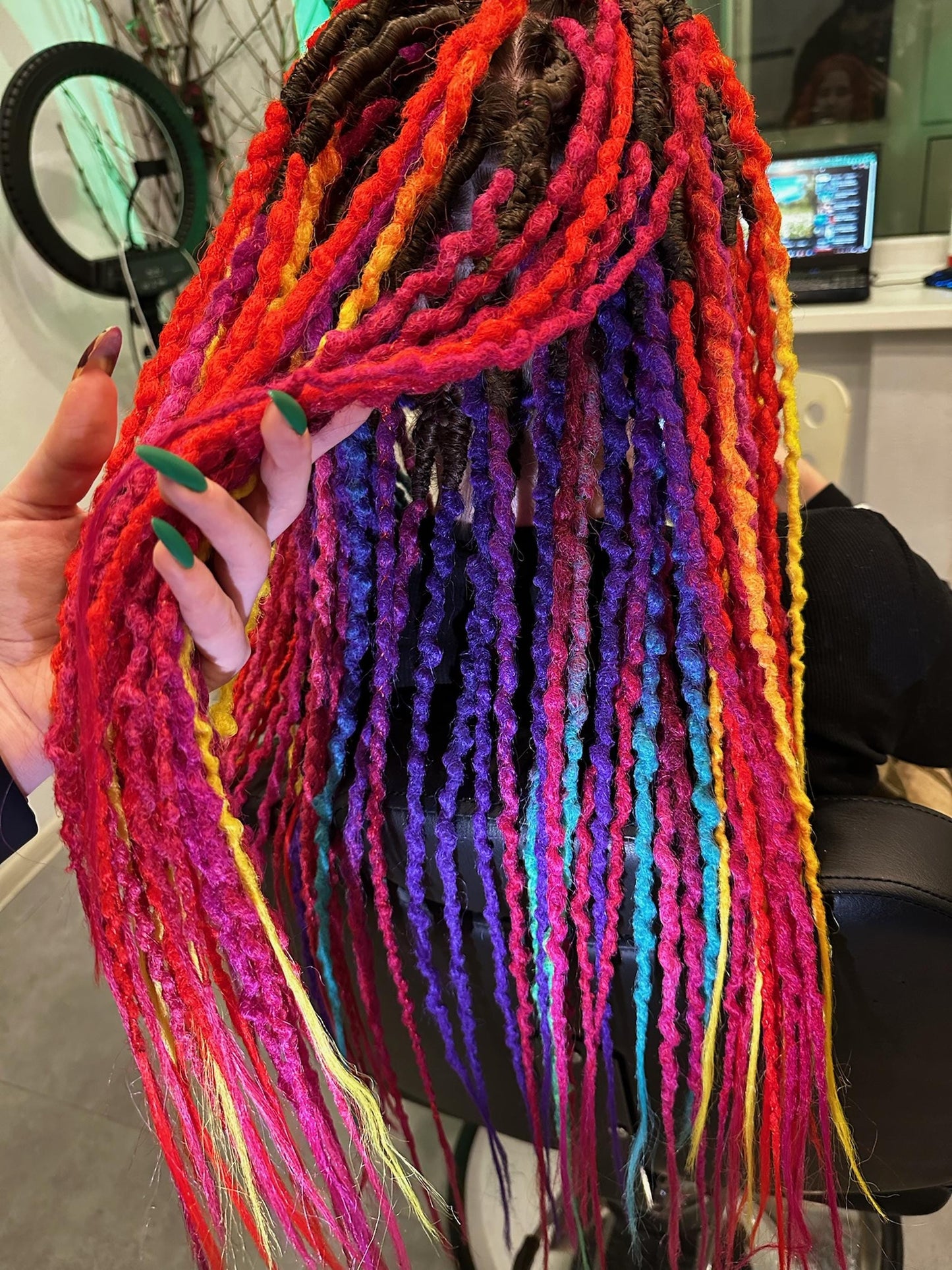 Rainbow Ombre Dreads Red Yellow Green | Curly Synthetic SE DE Dreadlocks Set