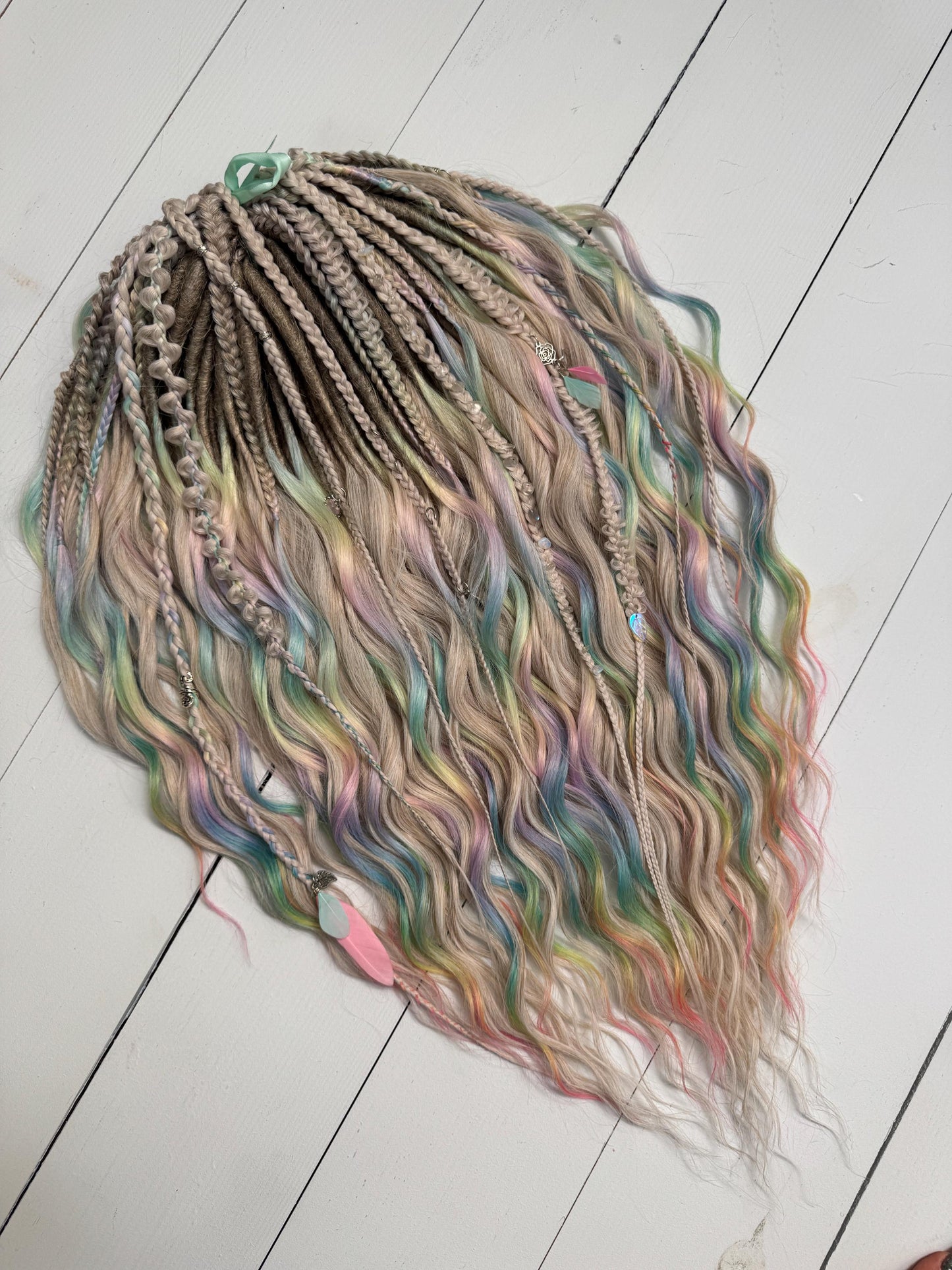 Pastel Rainbow Synthetic Dreadlock Curls