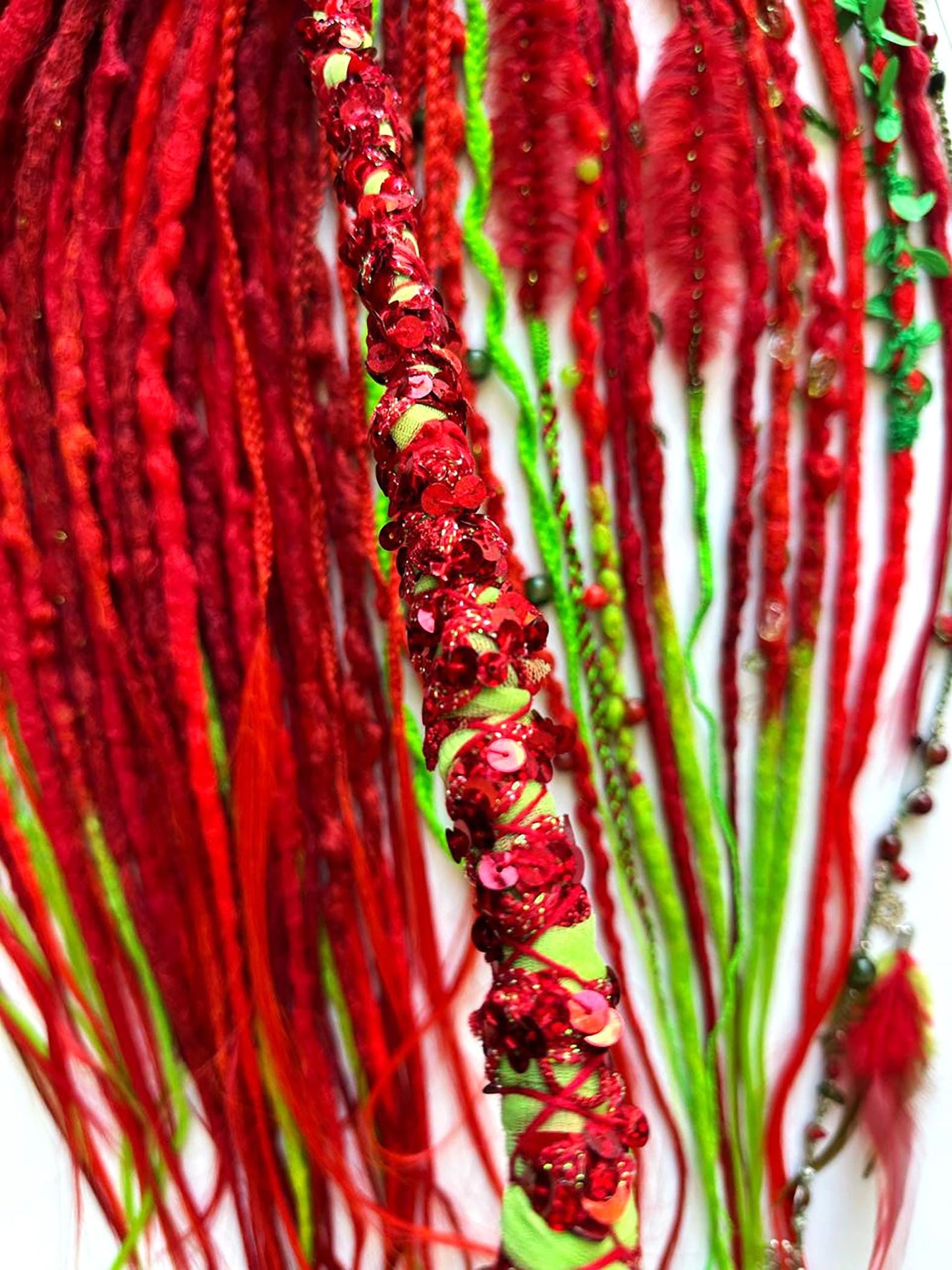 Poison Ivy Dreadlocks Set | Red & Neon Green Boho Dreads