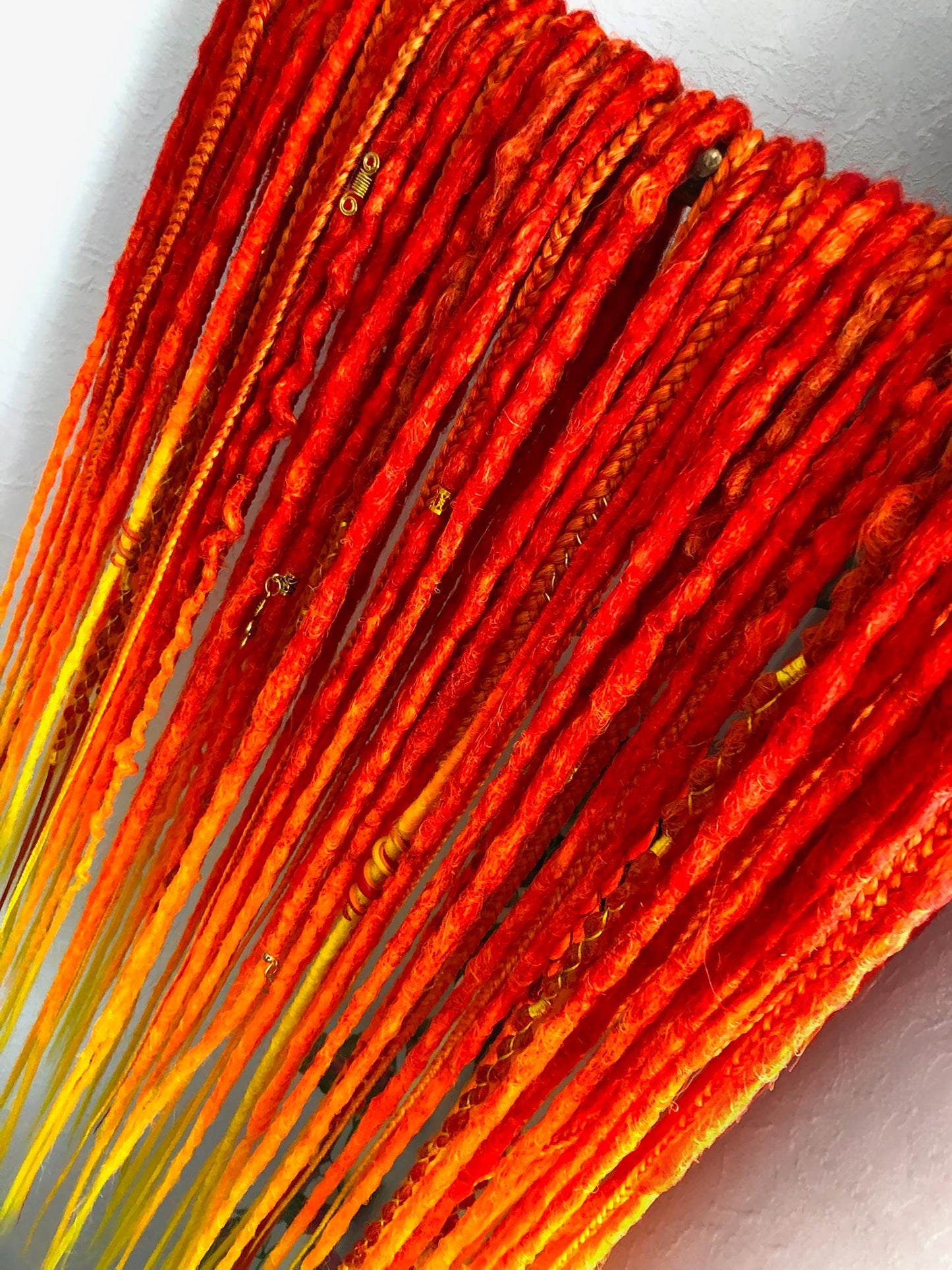 Red Orange Yellow Dreads Extensions | Fire Boho Dreadlocks