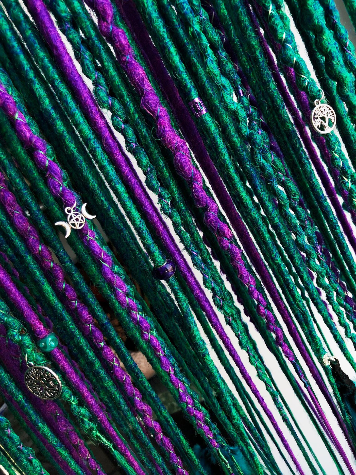 Witch Boho Hair Extensions - Blue Purple Emerald Dreadlocks