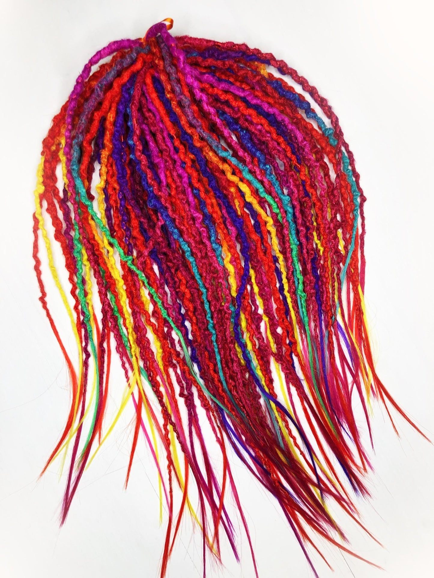 Rainbow Ombre Dreads Red Yellow Green | Curly Synthetic SE DE Dreadlocks Set
