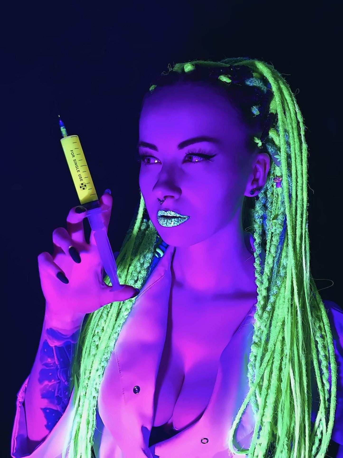 UV Glow Green Dreads – Blue & Acid Ombre Psy Dreadlocks Set