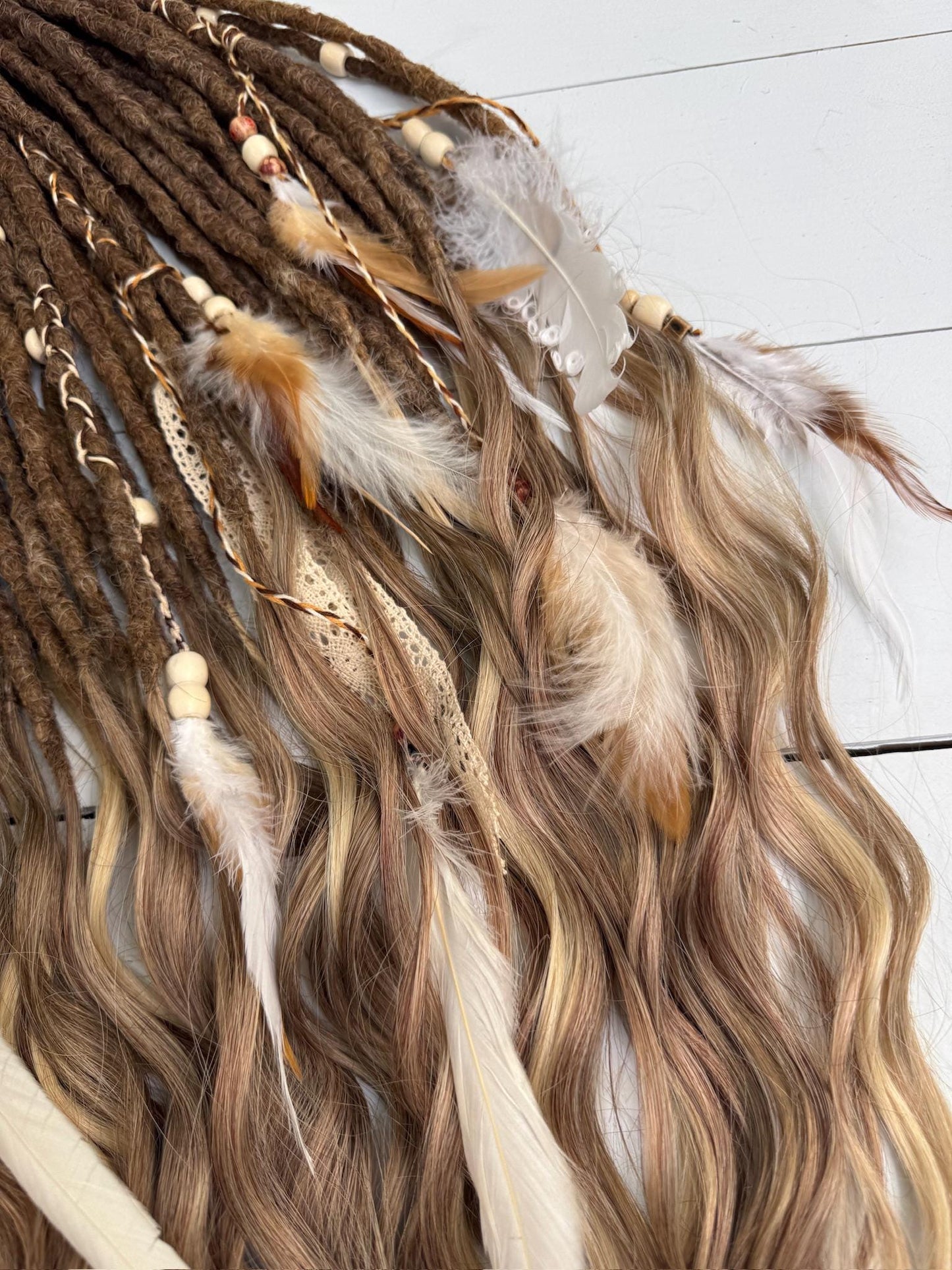 Boho Crochet Dreadlock Set with Blonde and Brown Hair Extensions