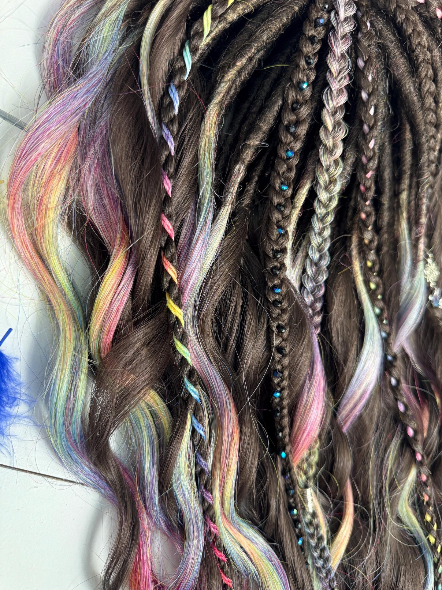 Rainbow Highlight Dreadlock Curls