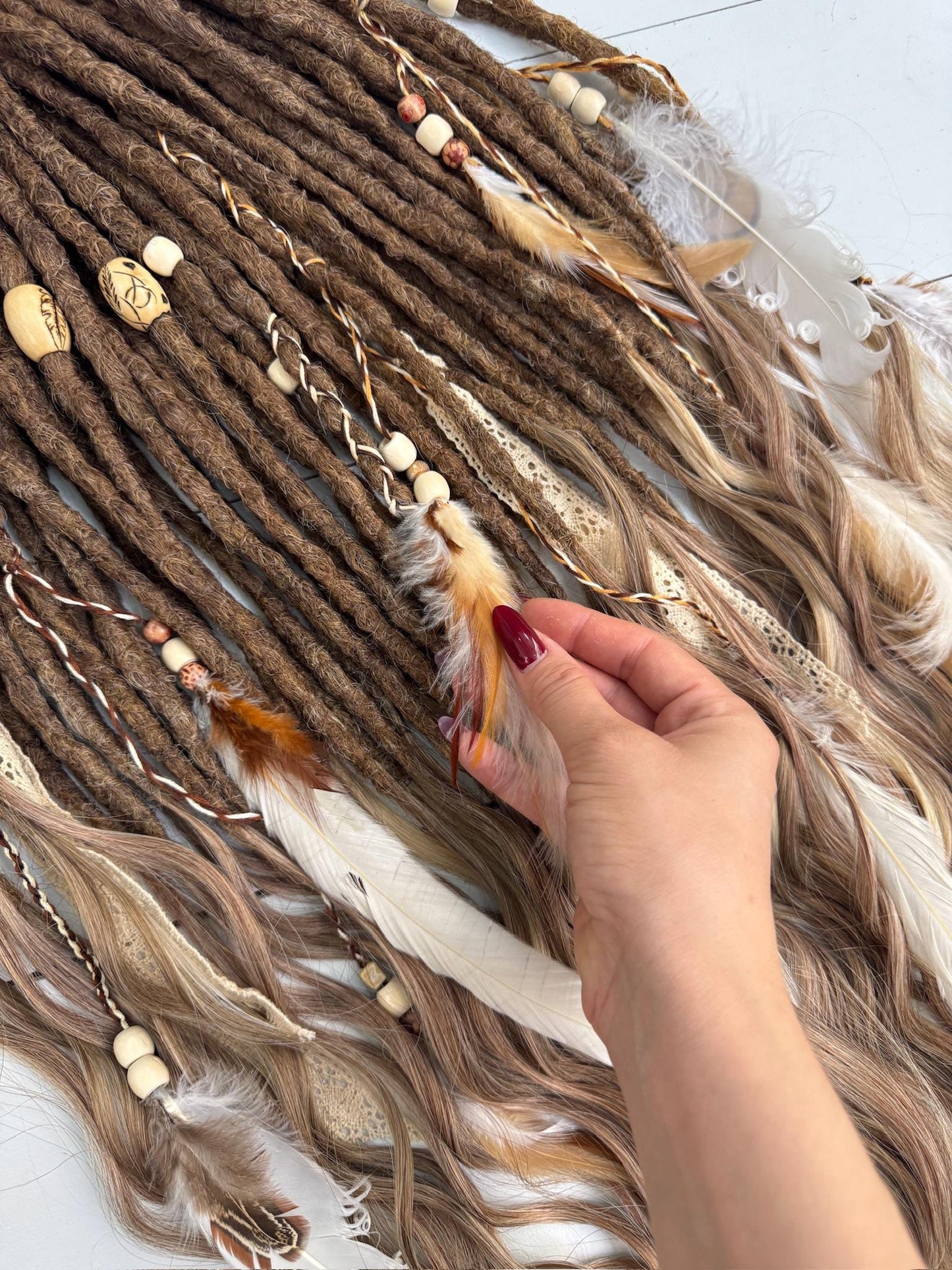 Boho Crochet Dreadlock Set with Blonde and Brown Hair Extensions