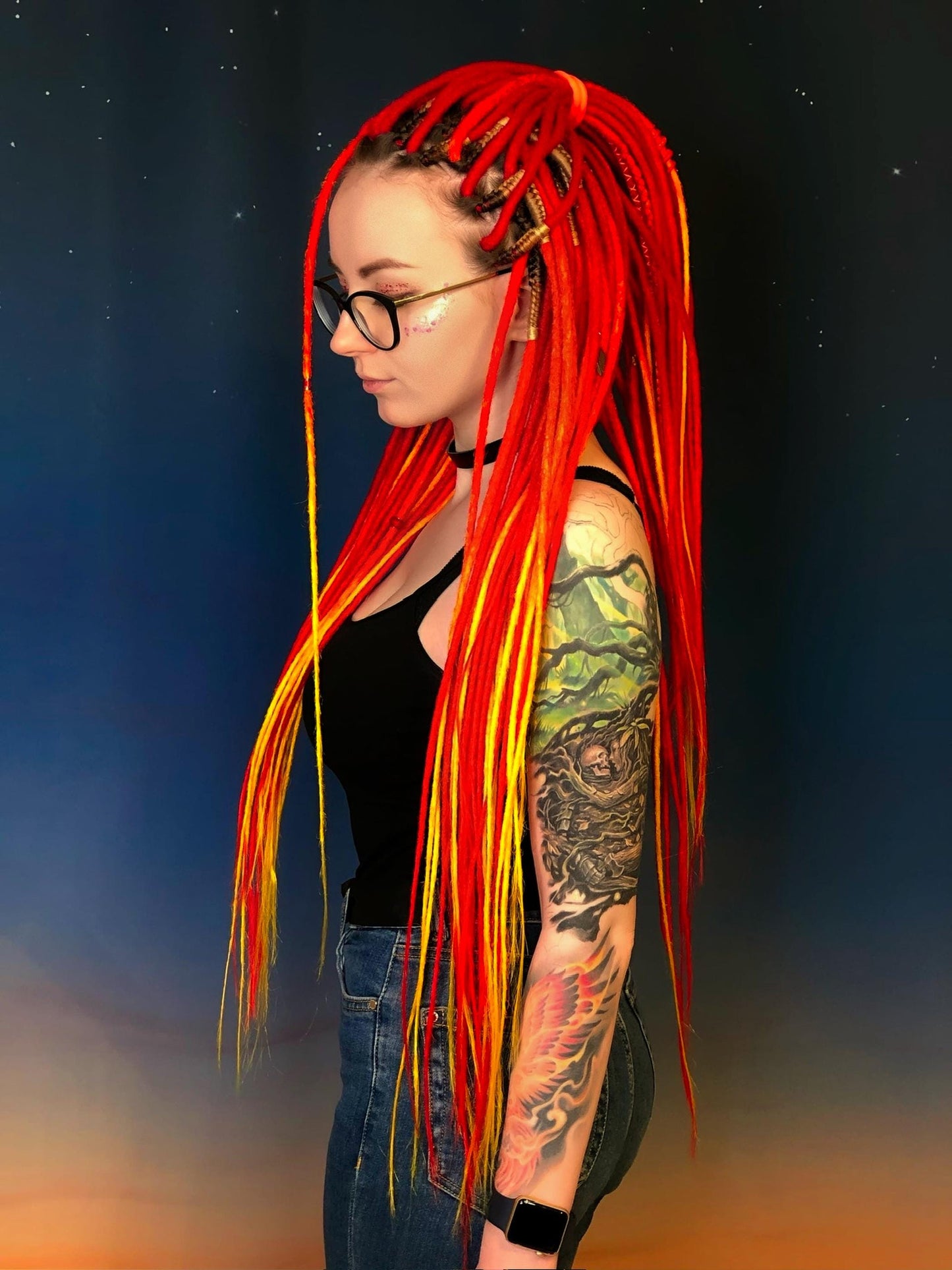 Red Orange Yellow Dreads - Fire Ombre Dreadlocks Set
