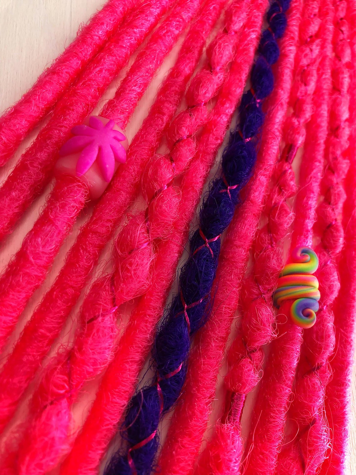 Pink UV Glow Dreadlocks Set