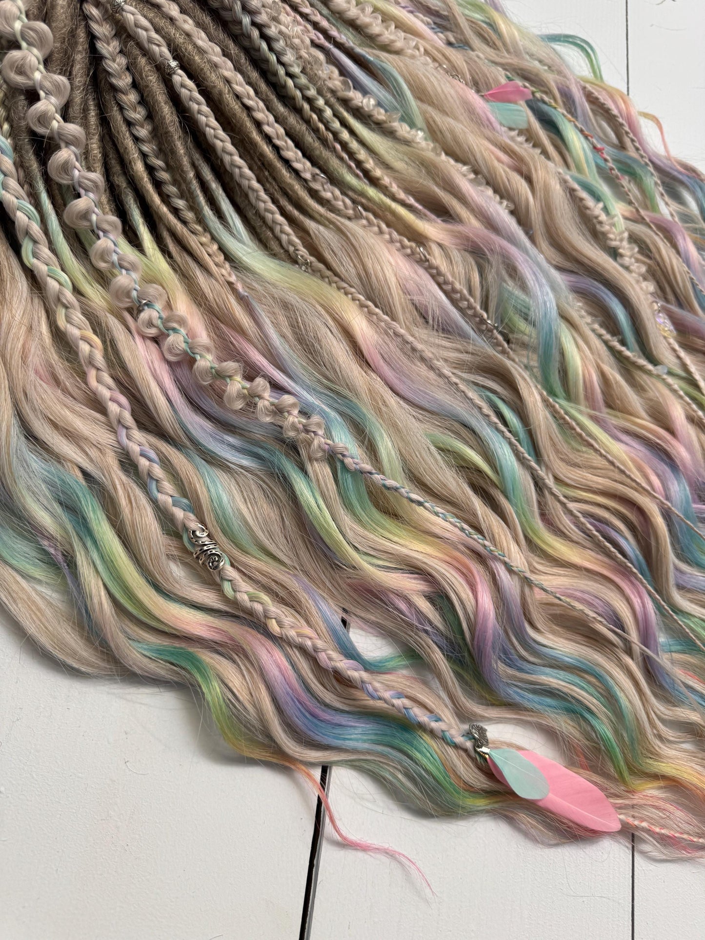 Pastel Rainbow Synthetic Dreadlock Curls