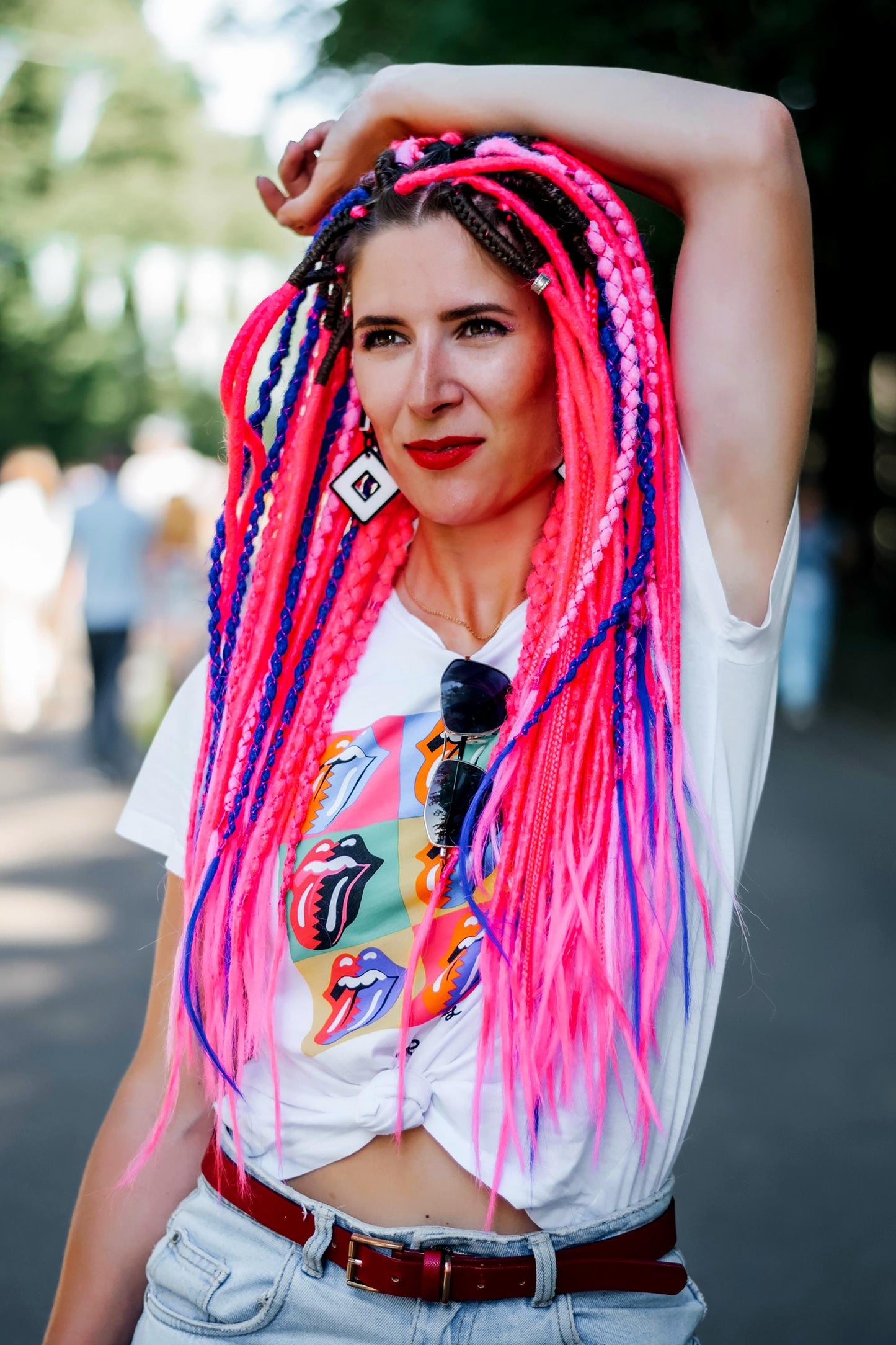 Pink UV Glow Dreadlocks Set