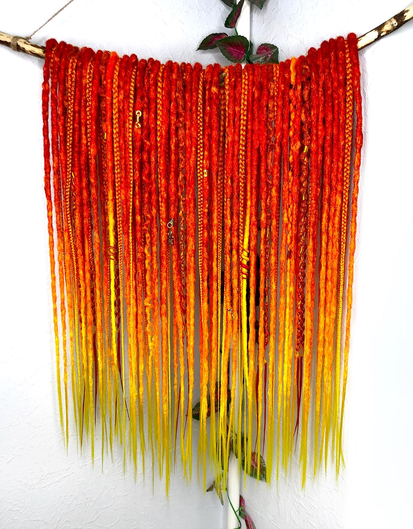 Red Orange Yellow Dreads Extensions | Fire Boho Dreadlocks