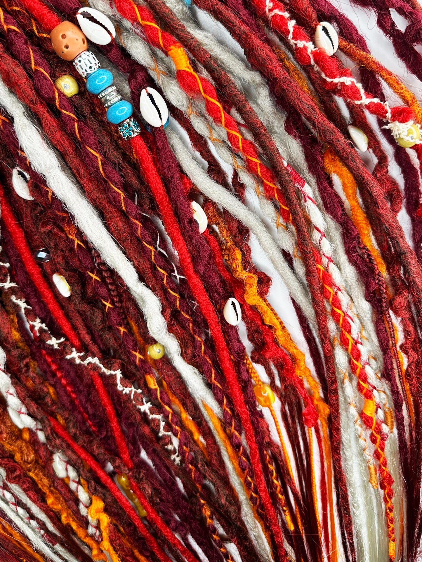 Boho Red Orange Burgundy Blonde Dreads Set