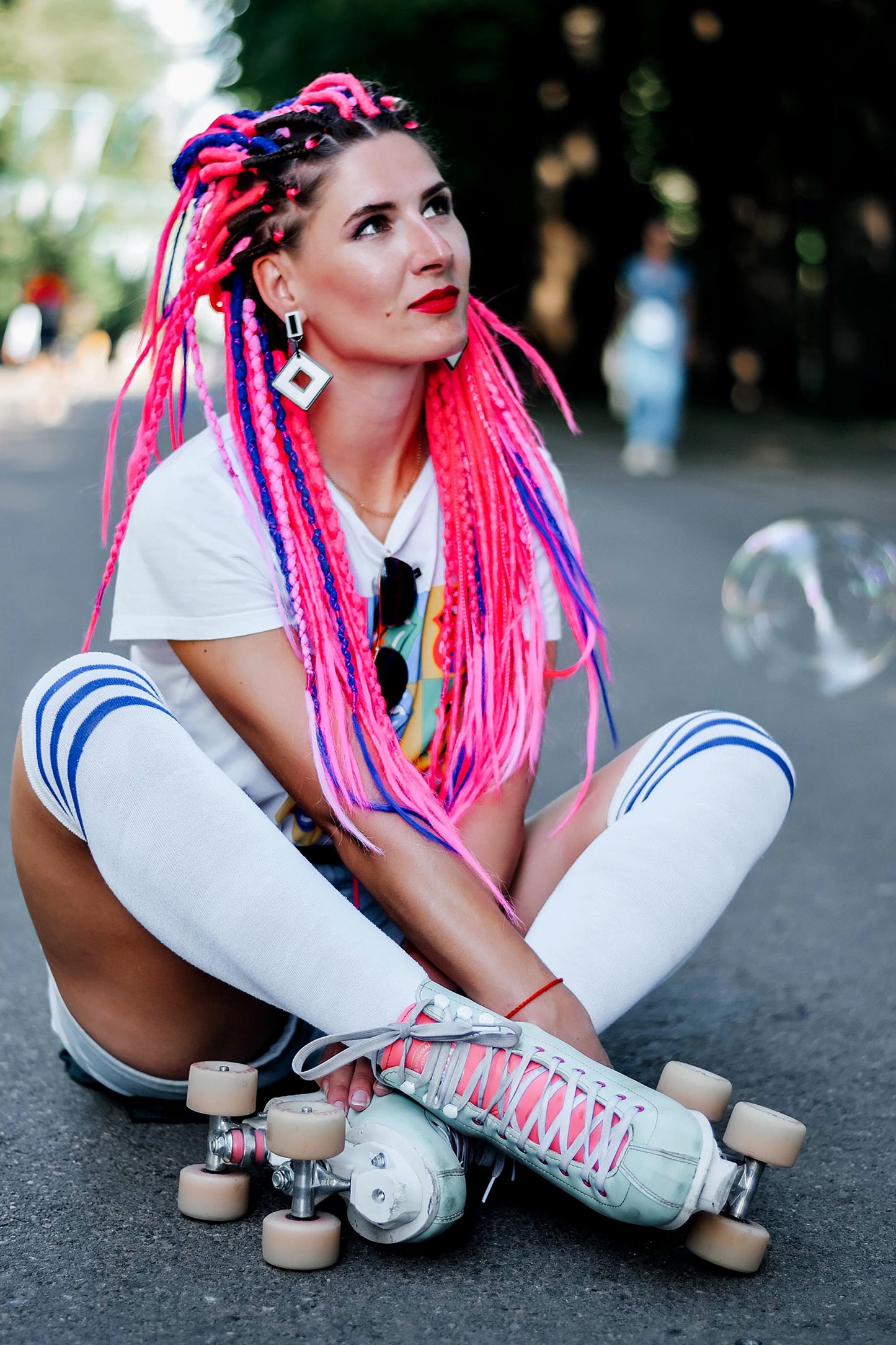 Pink UV Glow Dreadlocks Set
