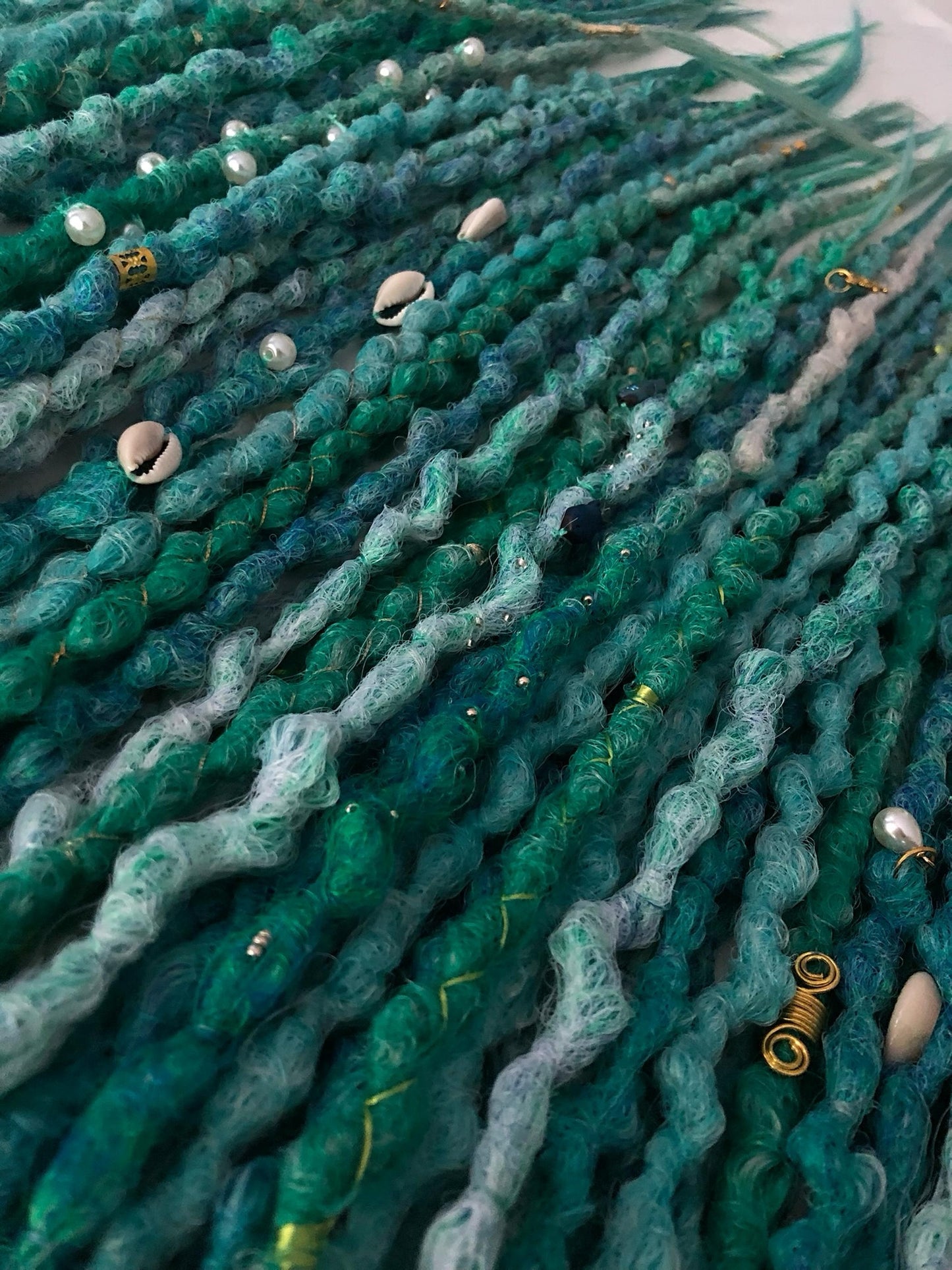 Turquoise Emerald Teal Dreadlocks Set | Ocean Peacock Ombre Dreads