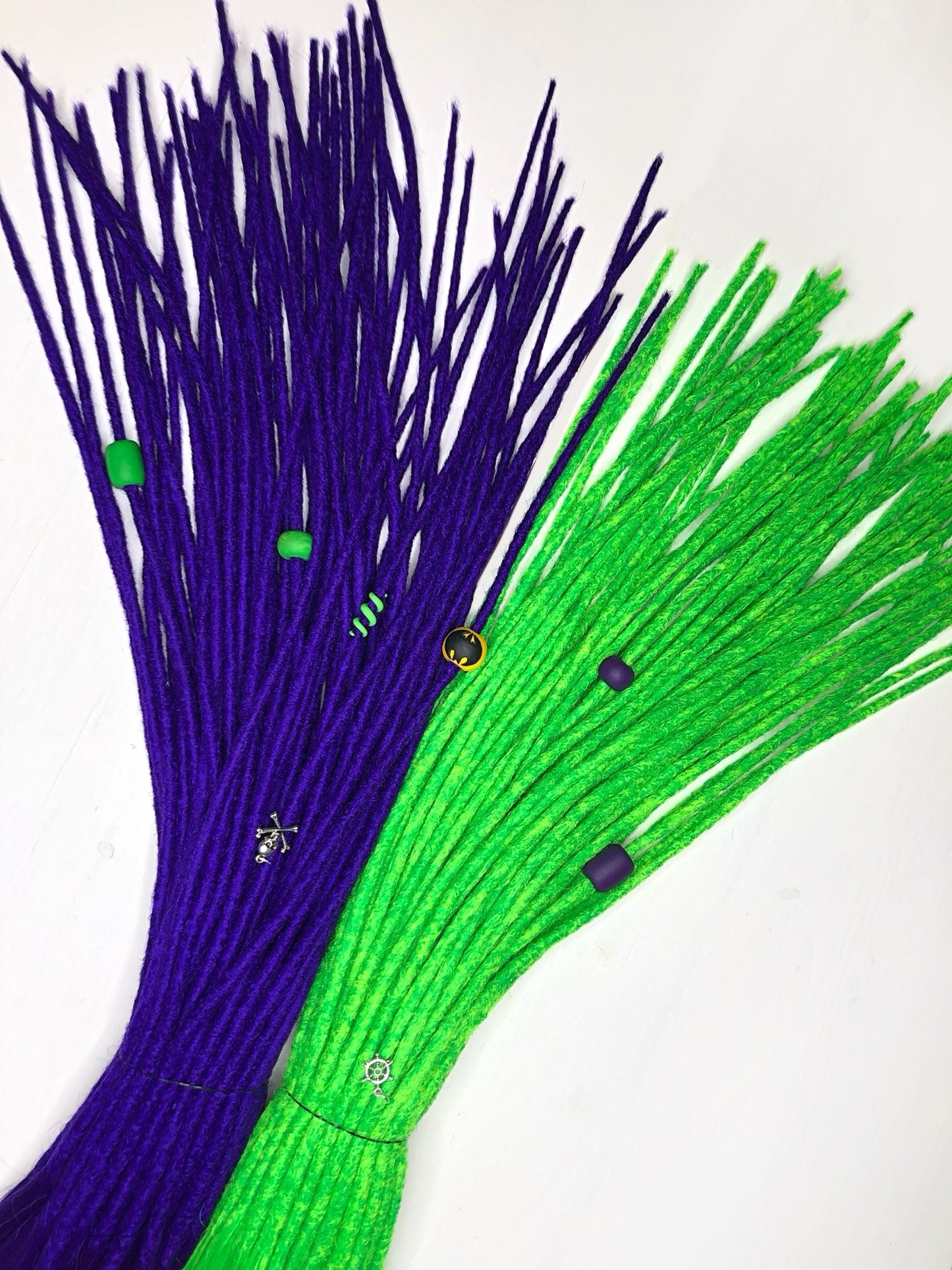 Joker UV Glow Dreads Set | Neon Green Purple Dreadlocks