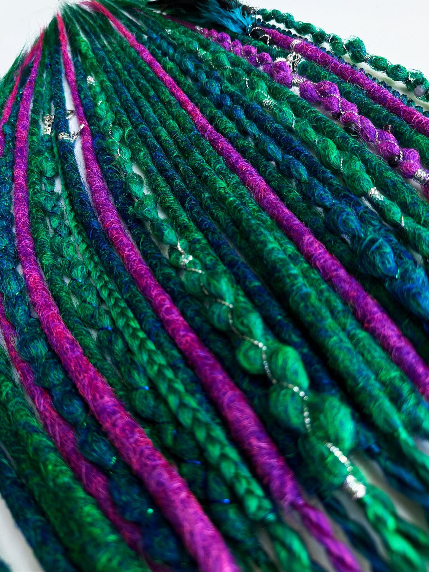 Witch Boho Hair Extensions - Blue Purple Emerald Dreadlocks