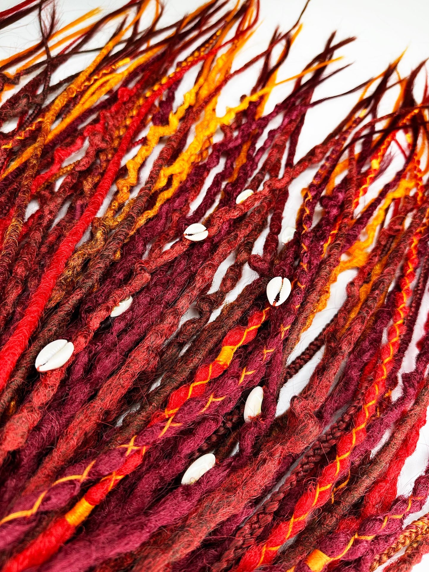 Boho Red Orange Burgundy Blonde Dreads Set