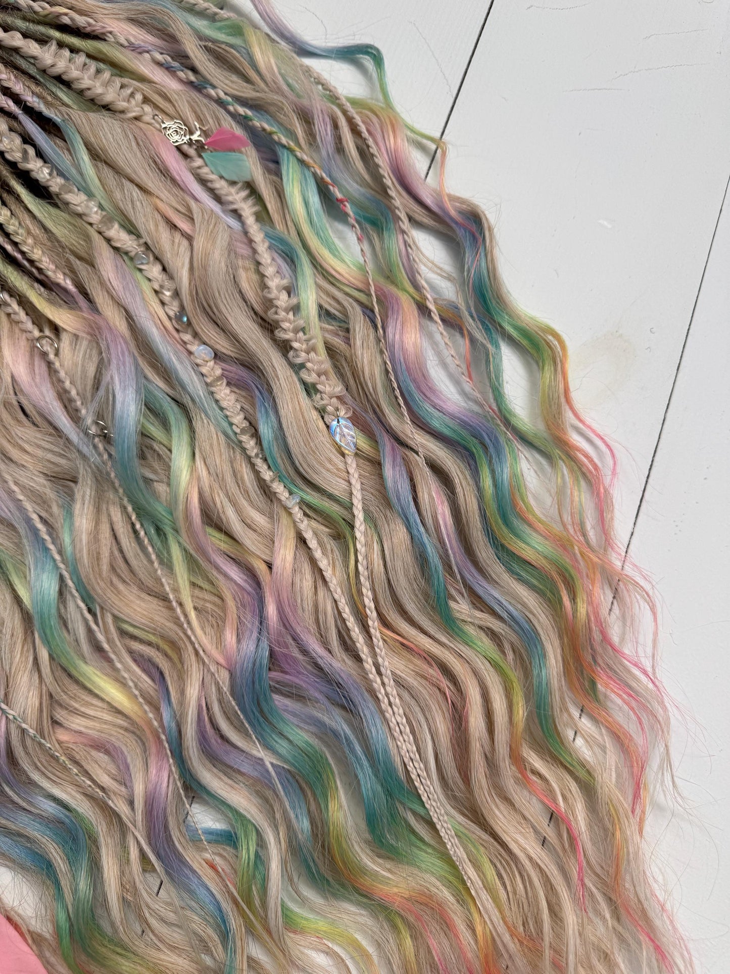 Pastel Rainbow Synthetic Dreadlock Curls