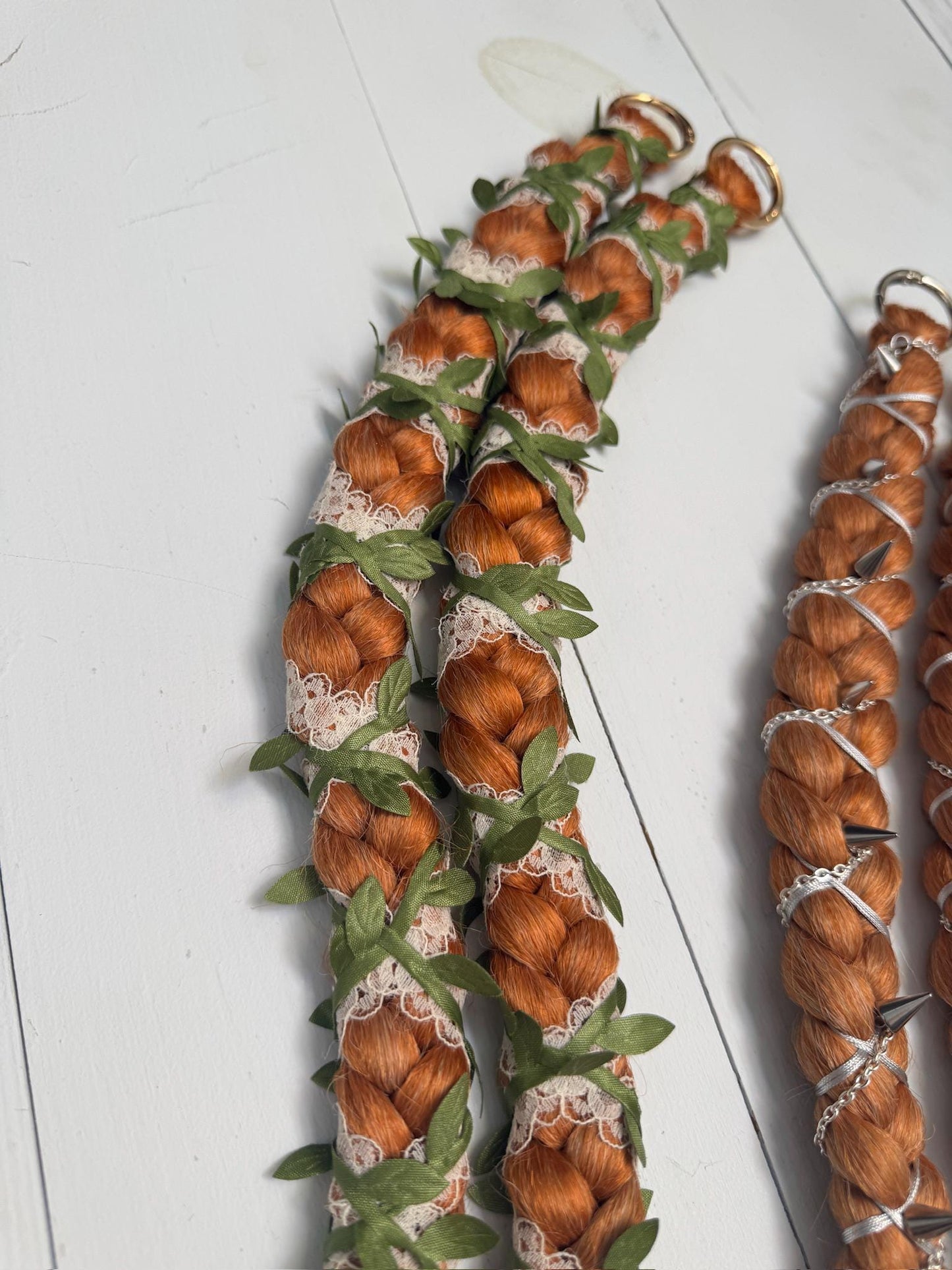 Clip-In Braided Hair Extensions with Boho Leaves or Punk Chains