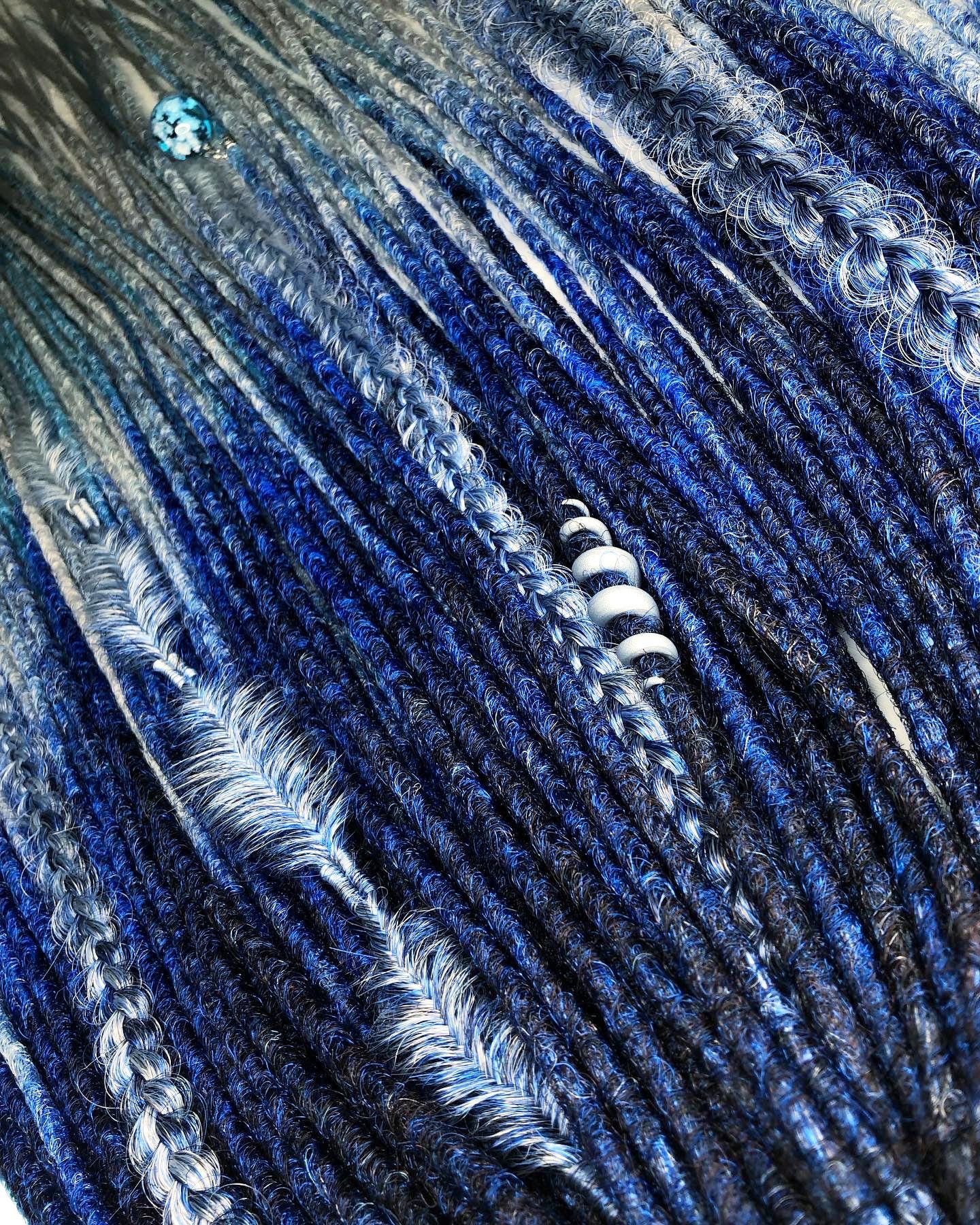 Winter Black Dark Blue Gray Ombre Dreads | Platinum Blonde Dreadlocks