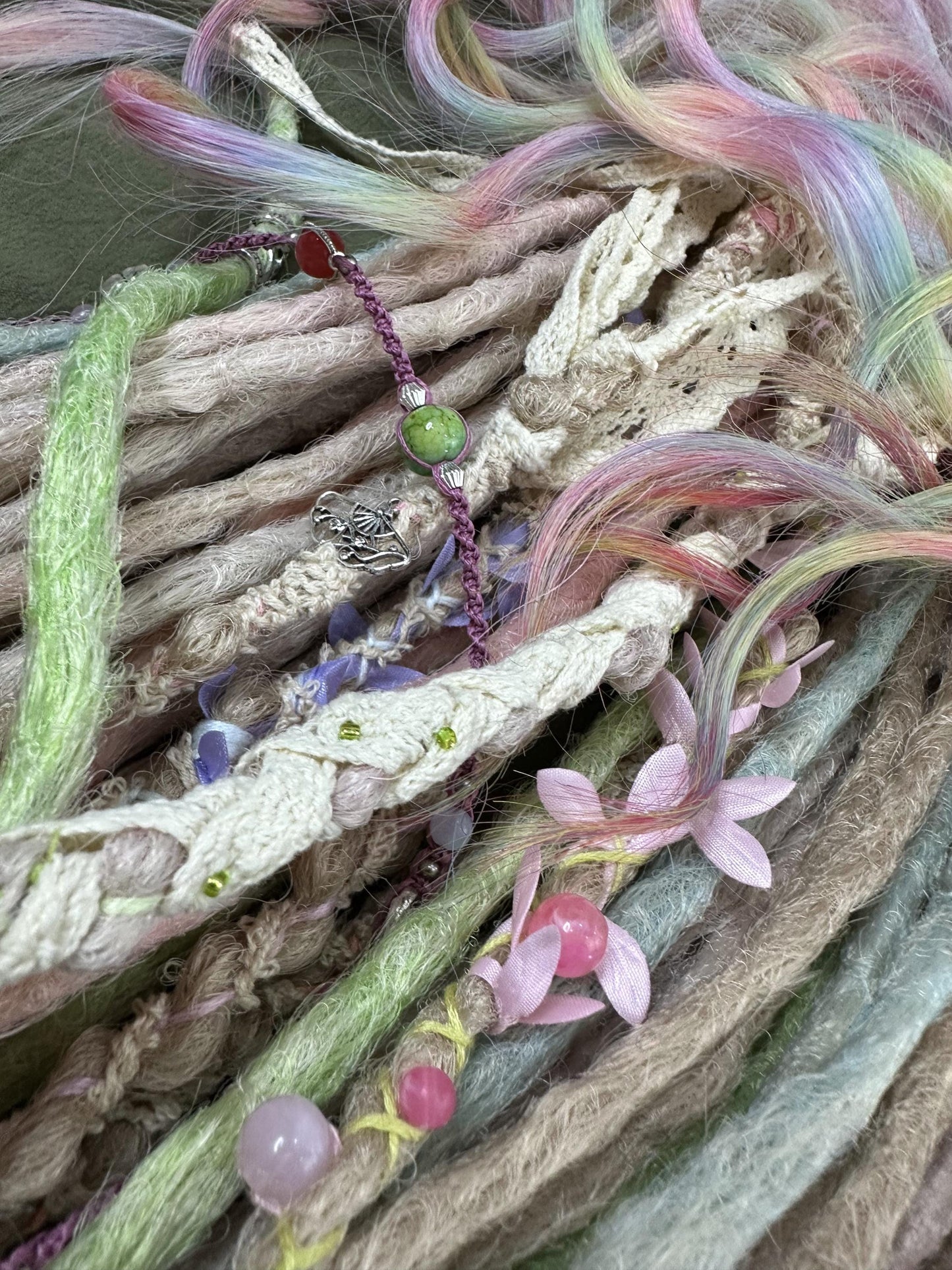 Unicorn Pastel Dreads Full Set | 70 SE Rainbow Curly Ends 85 cm