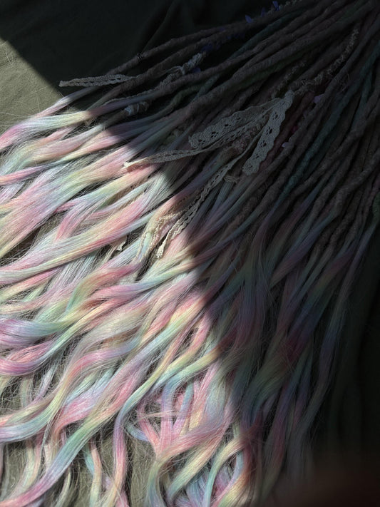 Unicorn Pastel Dreads Full Set | 70 SE Rainbow Curly Ends 85 cm