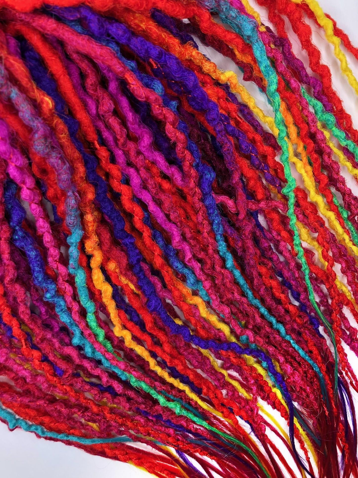 Rainbow Ombre Dreads Red Yellow Green | Curly Synthetic SE DE Dreadlocks Set