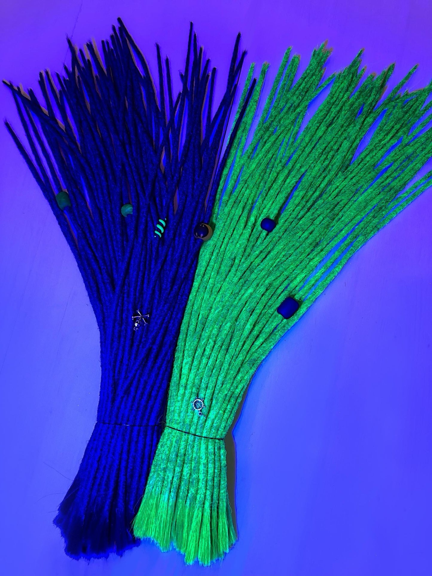 Joker UV Glow Dreads Set | Neon Green Purple Dreadlocks